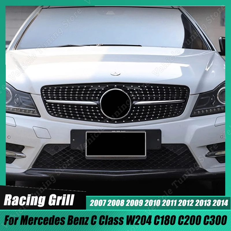 

Black Car Bumper Grilles Racing Replacement for Mercedes Benz C Class W204 S204 C204 C180 C200 C300 2007-2014 Accsesories