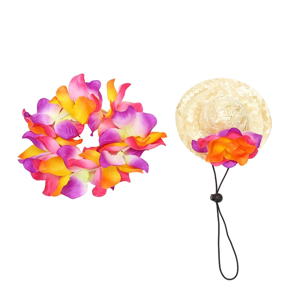 

Hawaiian Straw Hat Pet Clothing Dog Clothes Luau Party Casual Summer Dress Photo Prop Garment Fashion Props Puppy Decor