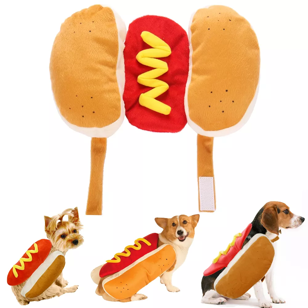 Pet Funny Costume Clothes Hot Dog Dress up Cute Cat Puppy Outfit For Small Medium Dogs Dachshund Halloween Party Cosplay Gift