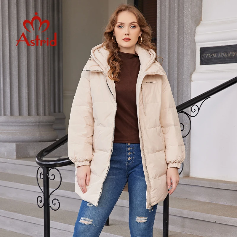Astrid New Winter Clothes Women Loose Mid-Long Fashion Down Jacket Women's Parka Hooded Simple Casual Quality Jackets AR-E10317