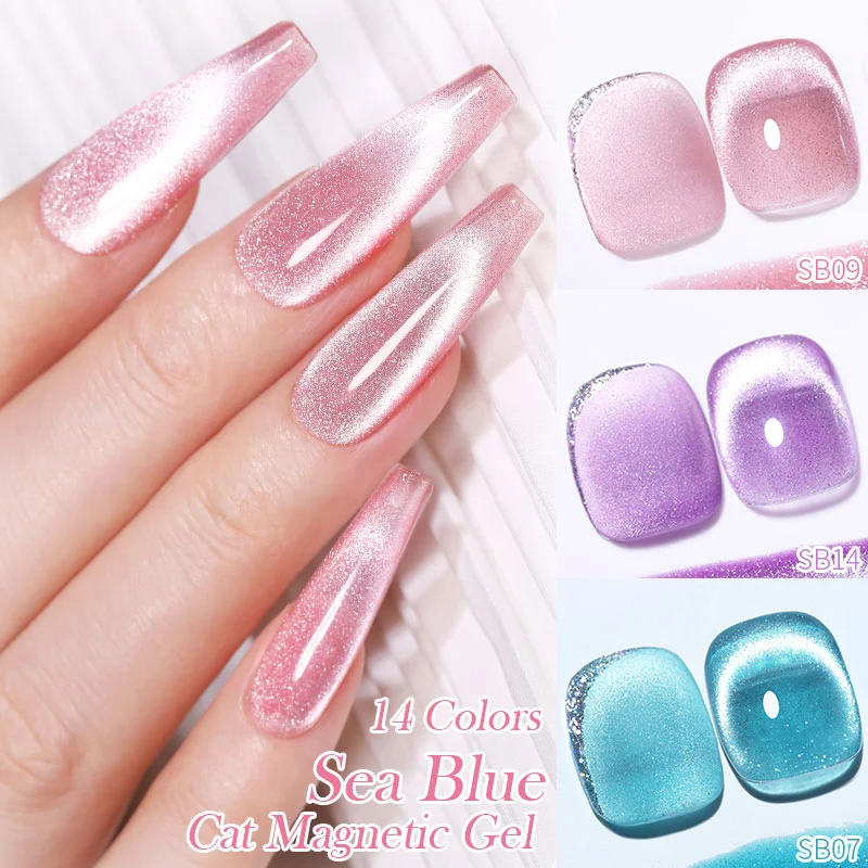 BORN PRETTY Sea Blue Cat Магнитный гель-лак для ногтей УФ-гель-лак Голографический лазерный