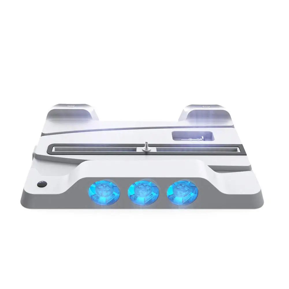 

For Ps5 Game Handle Charging Cradle Console Multi-function Cooling Fan Base Bracket with Blue Light Compatible Tp5-1507