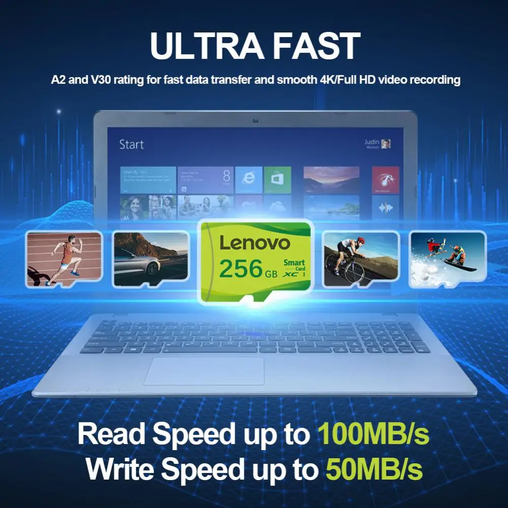 Фото Micro TF SD карта Lenovo 1 ТБ, класс 10, 512 ГБ, 256 ГБ №2
