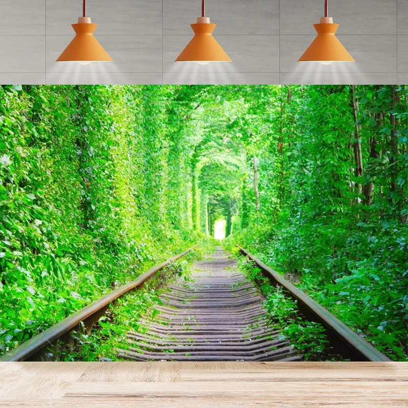 Фон для фотосъемки с изображением поезда Железной Дороги туннеля зелеными
