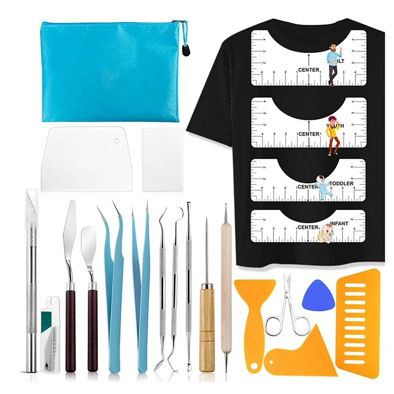 

Vinyl Weeding Tools With T-Shirt Ruler Guide,Craft Tools Set For DIY Heat Transfer Printing, Weeding Vinyl,Silhouettes