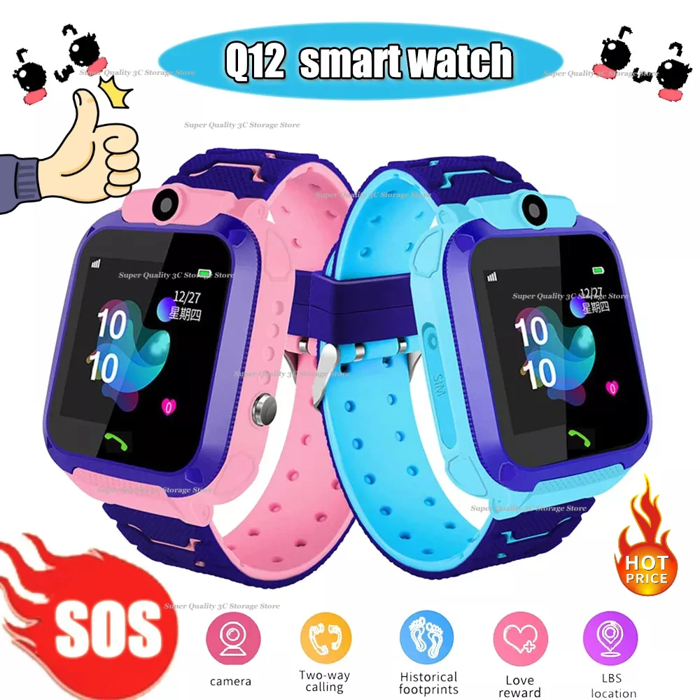 

2024 Q12 Child Smart Watch SOS Smart Distress Call Location Tracking Telephone Watches IP67 Waterproof Anti-Lost Kids SmartWatch