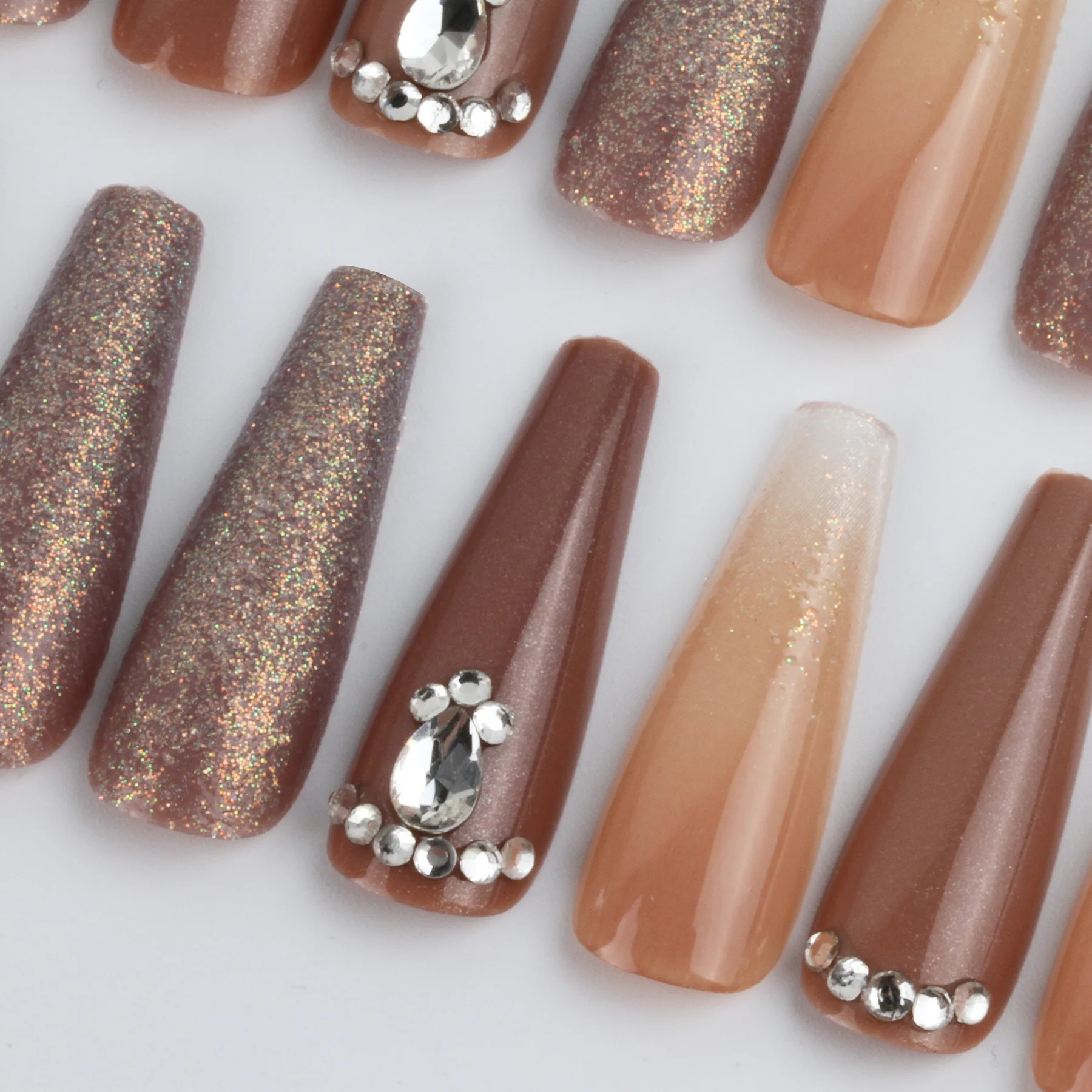 

8 Pieces of Long Ballet Nails with Drill French Design Fake Nails DIY Nails Art