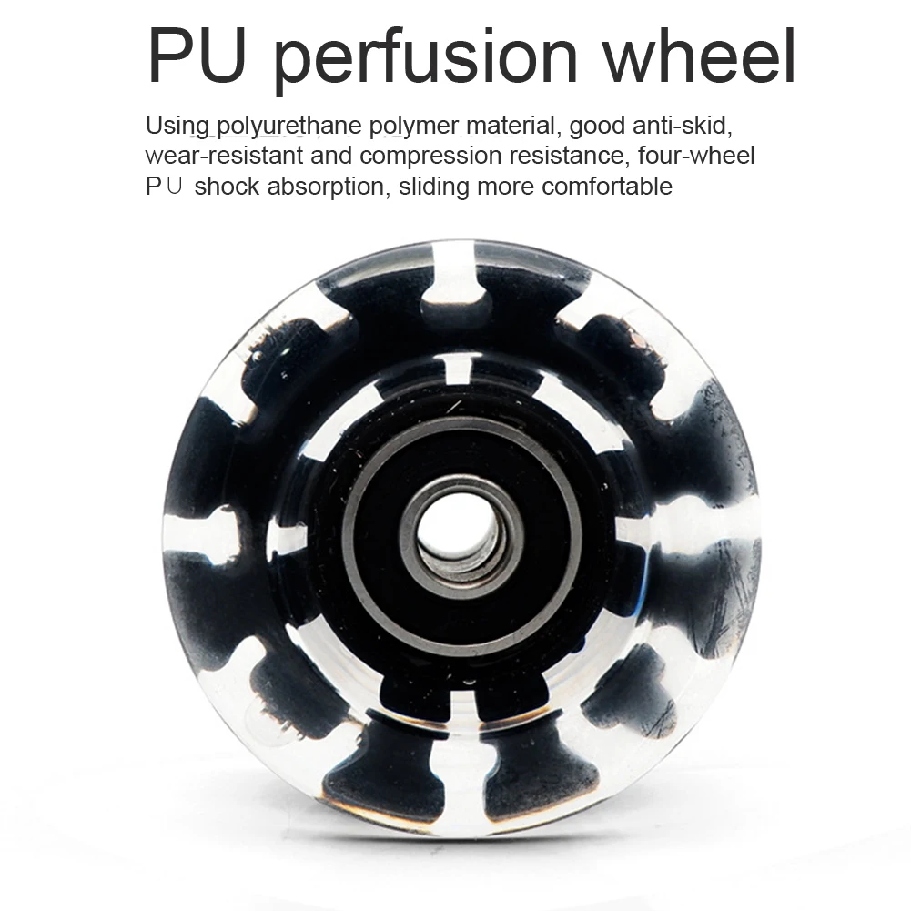 

4pcs Luminous Roller Skate Wheels Skating Outdoor With BankRoll Bearings PU Led Double Row Light Up Transparent For Adults Kids