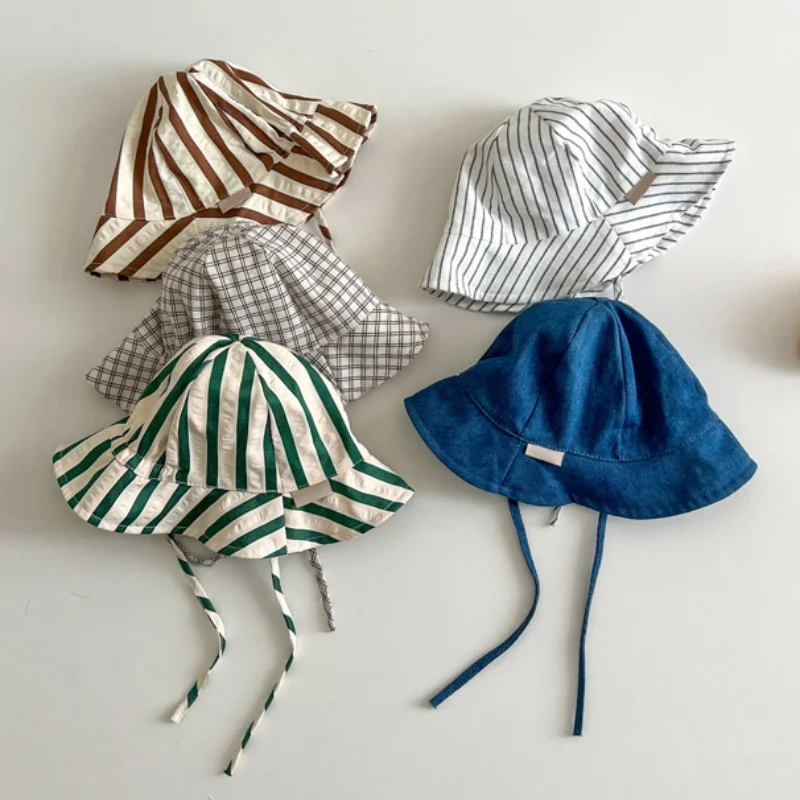 Детская панамская шляпа Baywell унисекс хлопковая кепка с полосатым узором для