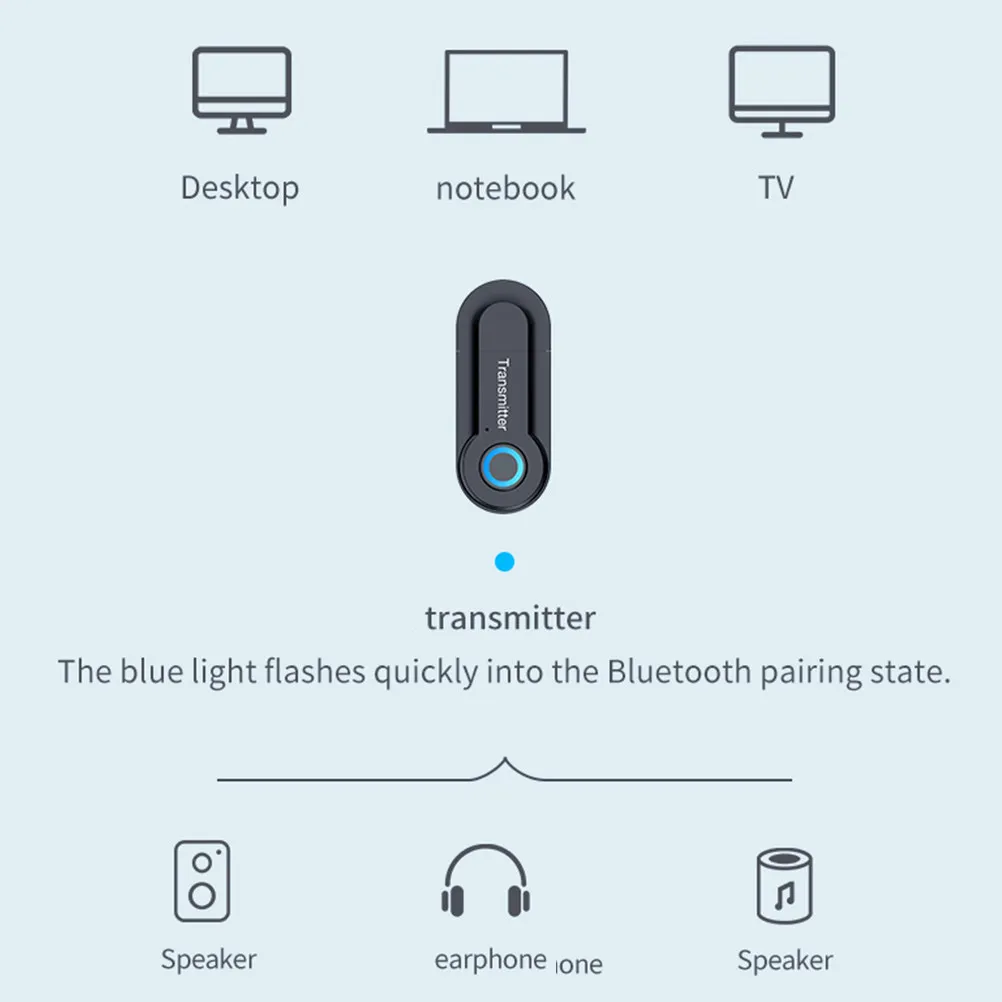 Фото USB-аудиопередатчик 5.0 с разъемом 3,5 мм, беспроводной стереоадаптер для телевизора, ПК, MP3, MP4, наушников, миниатюрный и легкий. №5