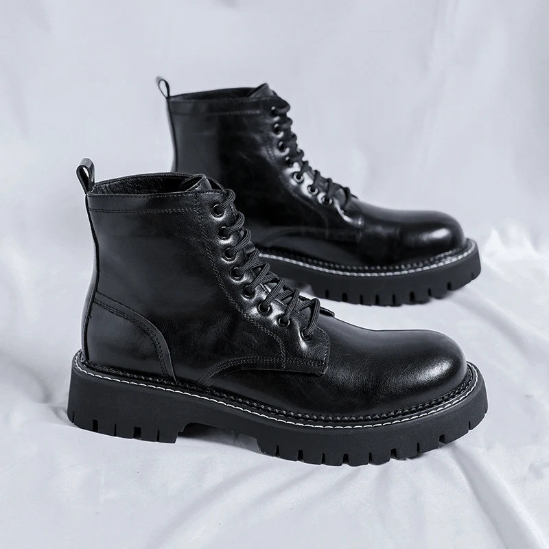 

Men Boots Thick Bottom Non-slip Comfortable Wear-Resistant Fashion British Style Wild Popular Model Spring and Autumn Main Push
