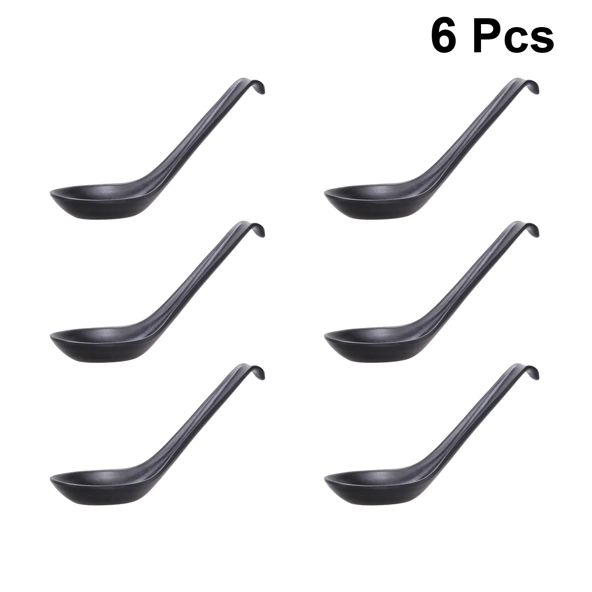 

6pcs Soup Spoon Chinese Japanese Spoons for Ramen Pho Wonton Deep Oval Hook for Pho Ramen Noodles ( Frosted Surface Hook Style )