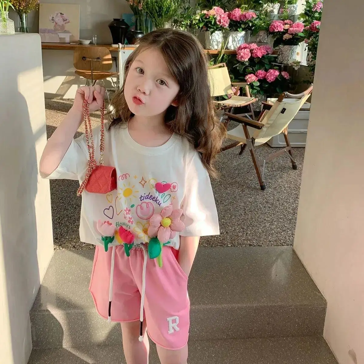 

Children Clothing Set Kids Cartoon Tracksuit T Shirt Pants Sets Girls Clothing Sets Summer Short Sleeve Girls Casual Sportswear