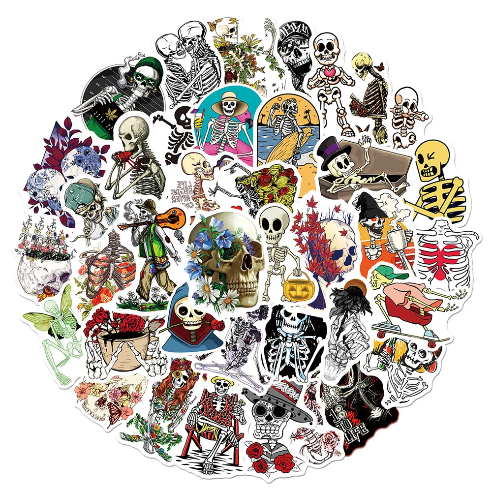 

10/30/50PCS Artsy Skeleton Sticker Aesthetic Ghost Horror Decals DIY Suitcase Skateboard Fridge Laptop Graffiti Cool Sticker Pac