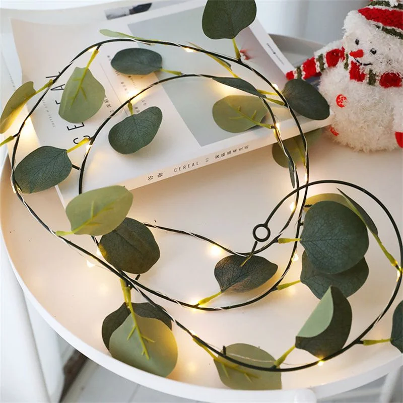 

Artificial Plant Tiny Leaf LED Fairy Lights String Lights Garland New Year Wedding Garden Home Christmas Decorations Street Lamp