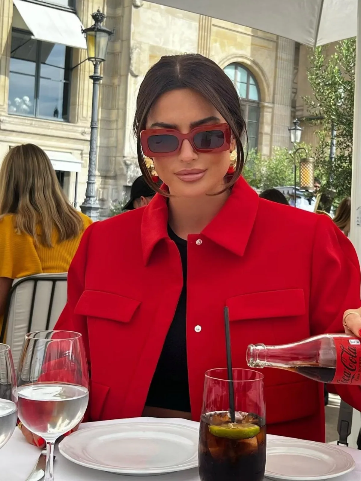 

Женская однобортная короткая куртка, красная Повседневная офисная куртка с отложным воротником и карманами, с длинным рукавом, Осень-зима 2023