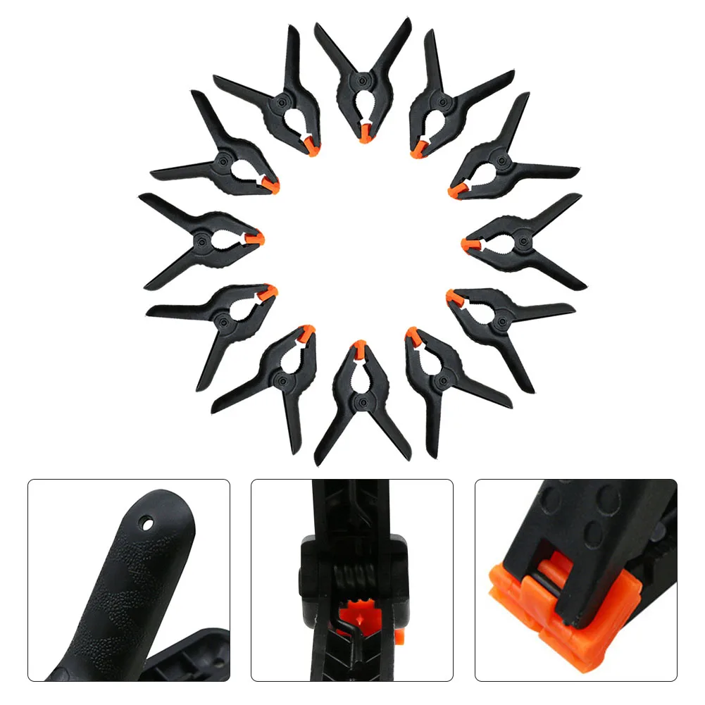 

12pcs Woodworking Spring Clamp Plastic For Gluing Clamping Gripping Photography Backdrops Woodworking Power Tool Accessories