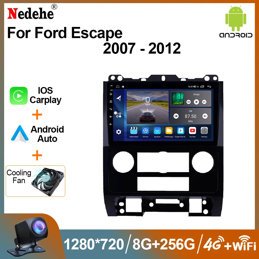 

Car Radio Android 12 Carplay For Ford Escape 2007 - 2012 Multimedia Video Player 2 Din Stereo Audio GPS Navigation Autoradio DSP