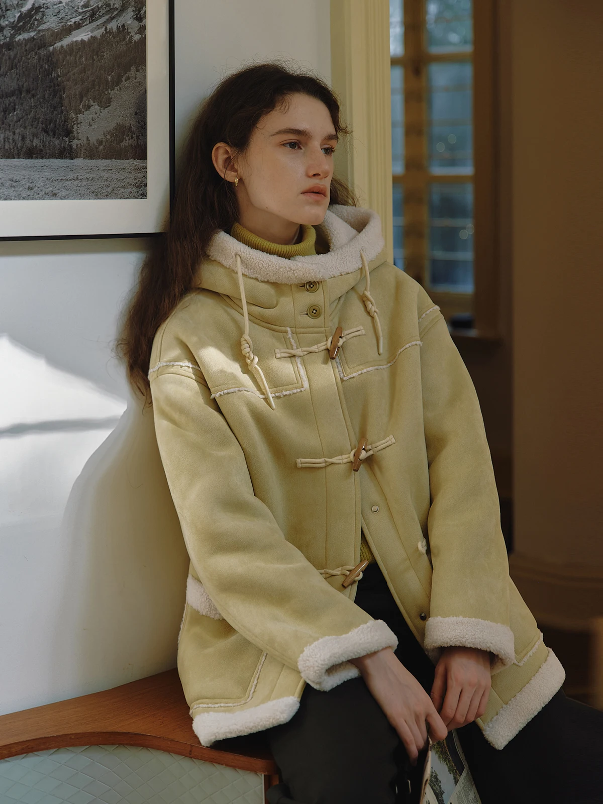 GUOE Сибирский лес верхняя одежда средней длины из овечьей шерсти и меха со