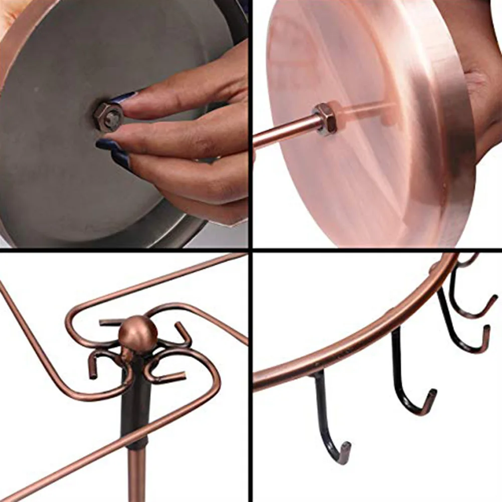 Jewelry Rotating Ring Display Holder Organizer Necklace Stand Rack 23 Hooks Metal Shelf Organizer Home Goods Jewelry Holder