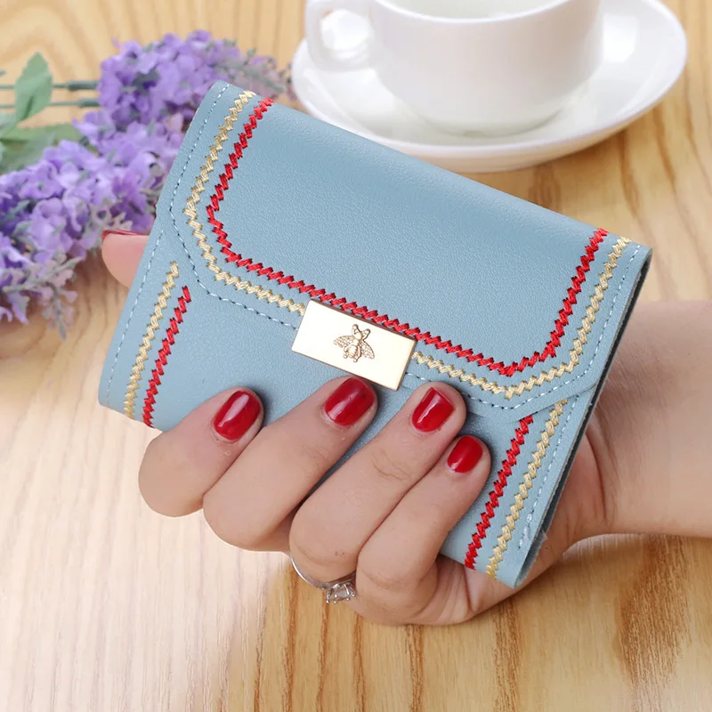 Wallets for Women Short Fashion Card Holder  PU Leather Foldable Coin Purse Money Clip Bag