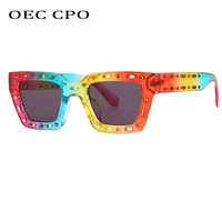 oec cpo colorful square sunglasses women brand designer punk sun glasses female newest hollow personality fashion eyewear uv400