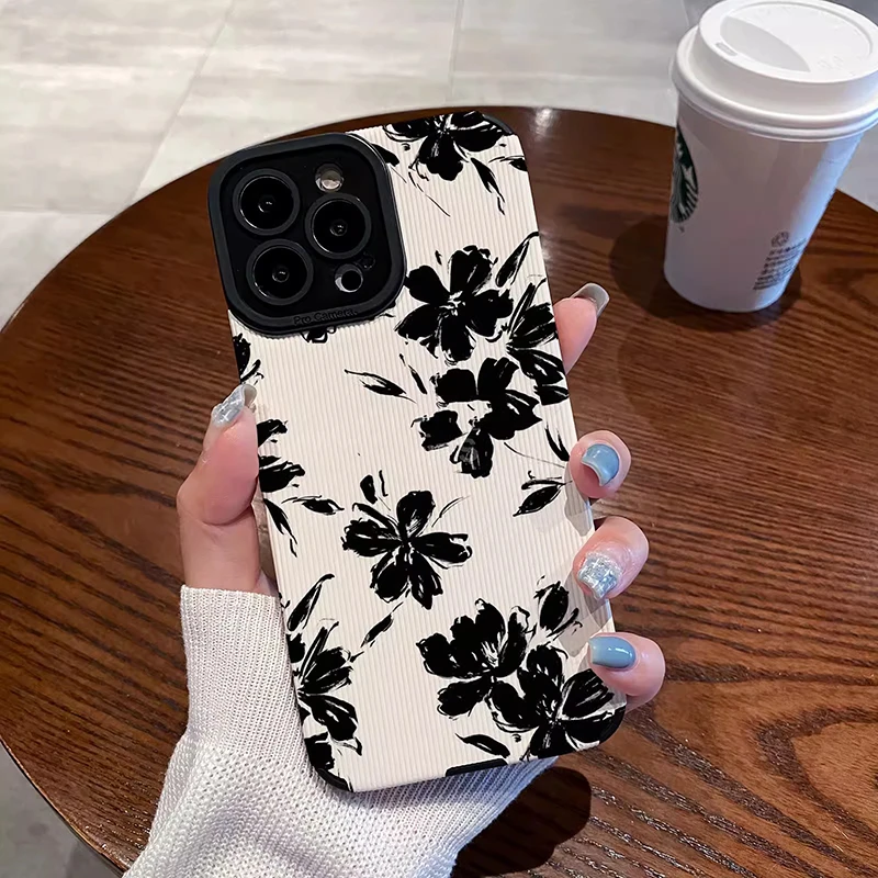 Чехол-накладка в стиле ретро с цветами для iPhone 15Pro 14Pro 12Pro 13Pro 11Pro 14Plus 15Plus 11 12 13 14 15 Pro