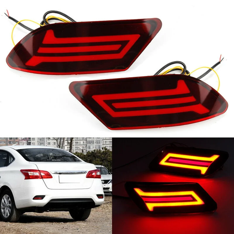 2x LED Rear Bumper Light Reflector Brake Tail Turn Lamp For Nissan Sylphy 2016 2017 2018 Car Accessories Led Lights
