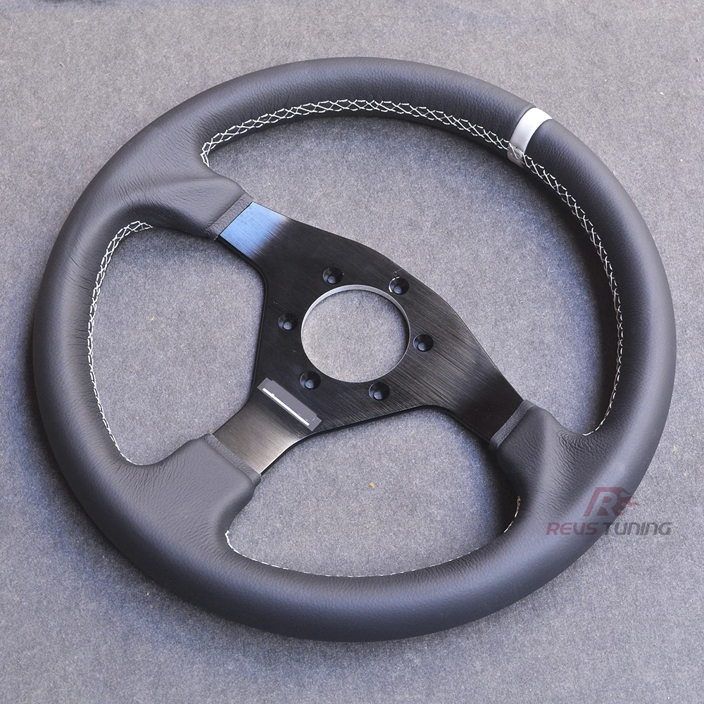 High Quality Real Leather 320mm 12.6inch Sport Car Driving PC Game Gaming SIM Simulator Racing Steering Wheel