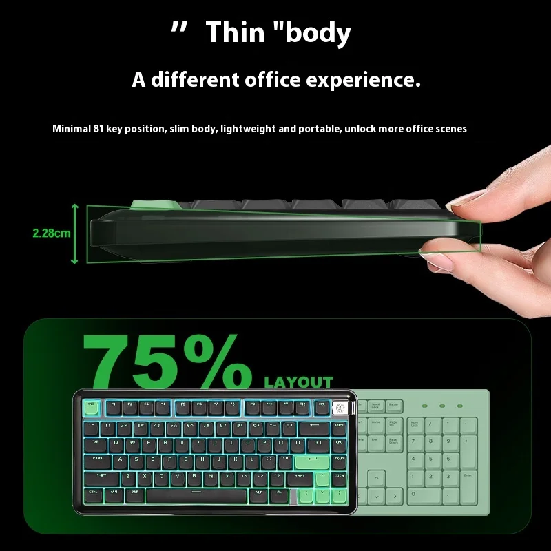 Yun Adri L75 Механическая клавиатура с переключателем гномов Трехрежимная