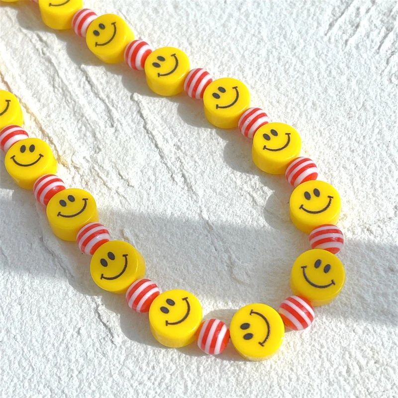 Striped Smiley Key Chain Ladies Fashion Cute Romantic Vintage Keychain Charm Korea 90s Aesthetic Phone Chain Decoration Gift New
