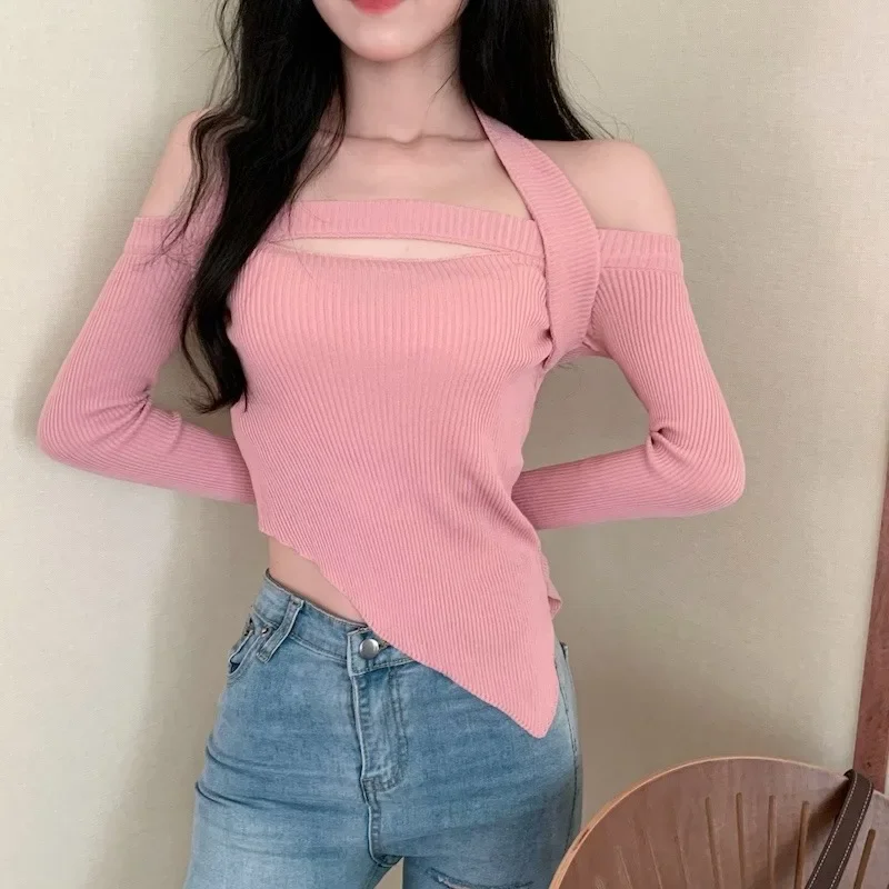 Женский свитер с длинным рукавом повседневный трикотажный пуловер в Корейском