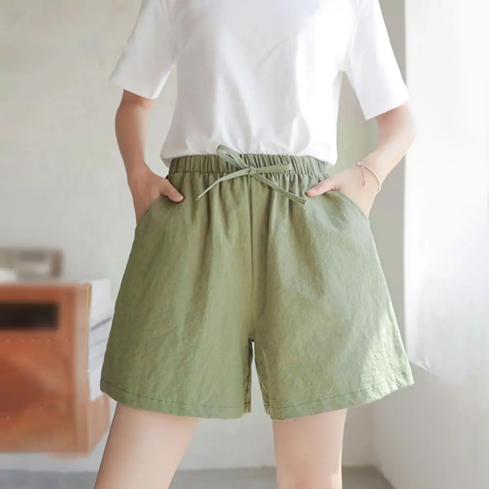 

Women Shorts Solid Color Wide Leg Streetwear Simple Bow Short Pants for Party