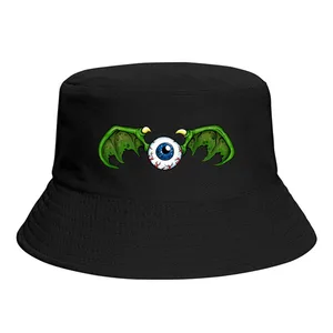 Tales Of The Rat Fink Cartoon Film Demon Winged Eyeball  Bucket Hat Polyester Men Women Fisherman Hat Customized Panama Hat