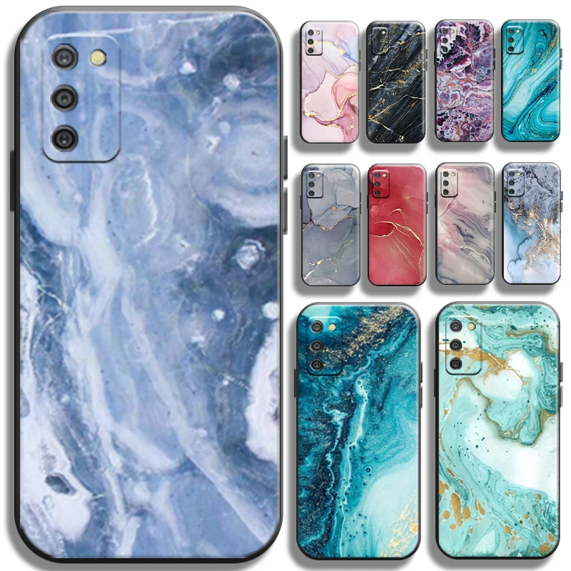 

Watercolor Marble Pattern Phone Case For Samsung Galaxy A03 A03S Coque Shell Funda Liquid Silicon TPU Cover Back Black Carcasa