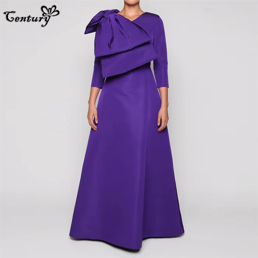 Женское атласное платье-трапеция длинное вечернее платье с большим бантом и