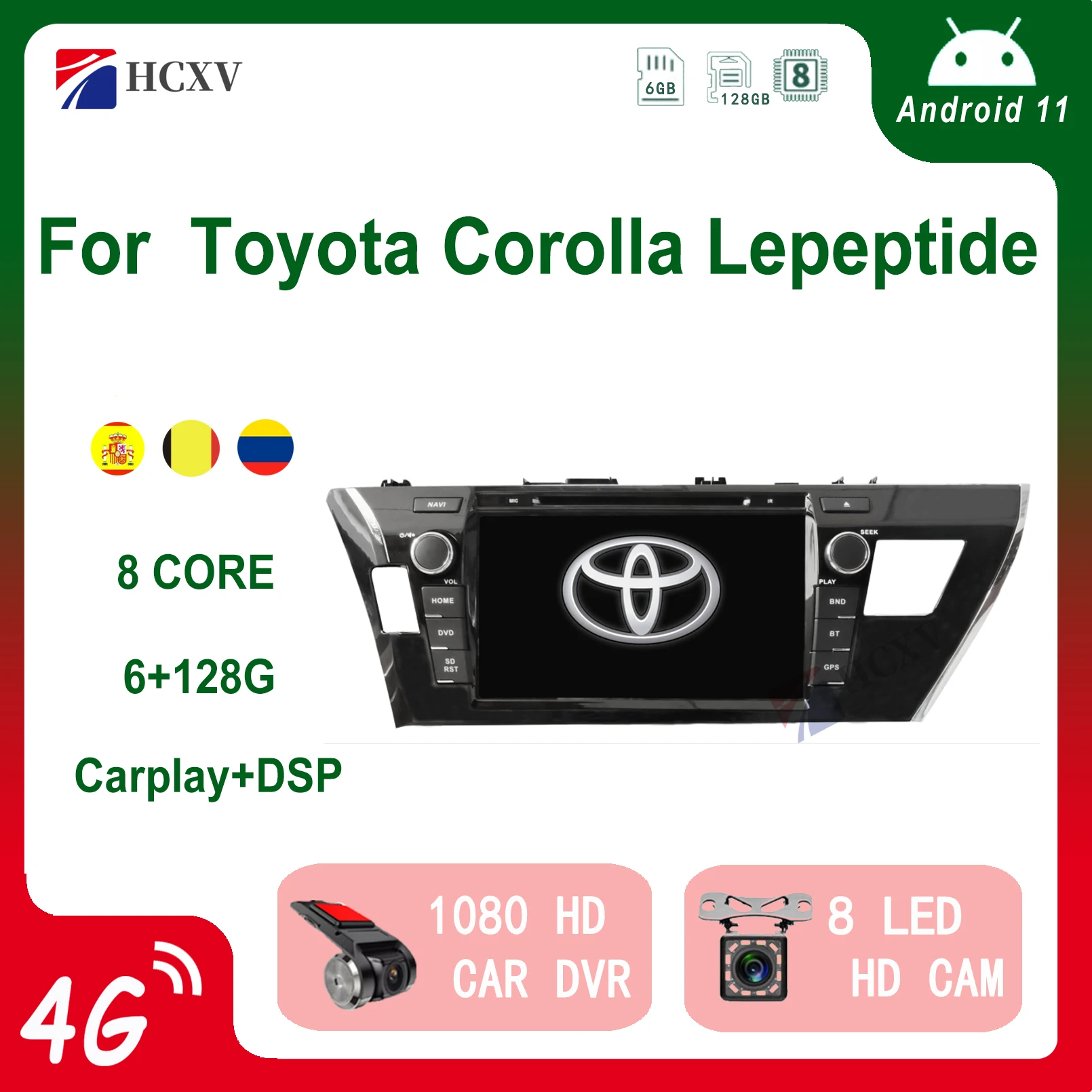 

HCXV Android Car Radio Stereo For Toyota Corolla Lepeptide 2 Din Stereo Car Navigation Multimedia System Dvd Player Audio Gps