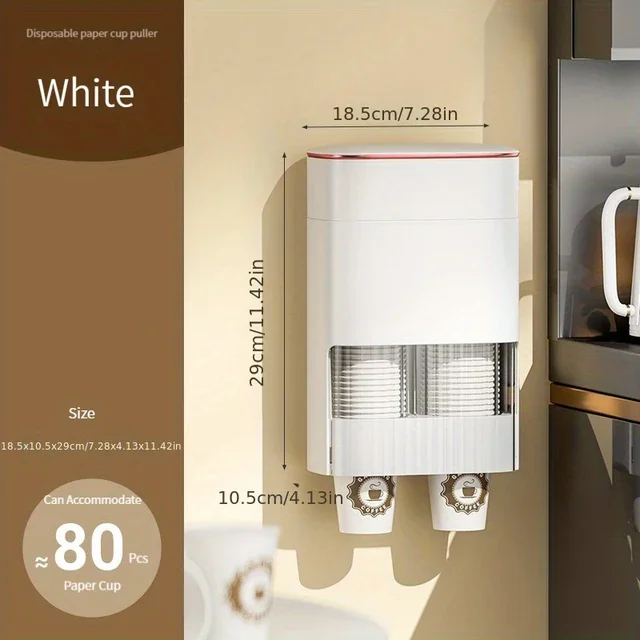 1PCS Disposable Paper Cup Dispenser Wall Mounted Plastic Water Holder Anti-Dust Rack Organizer