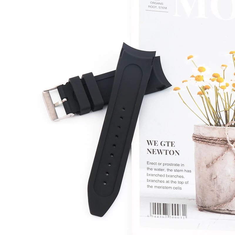 24mm men's silicone strap watch accessories For IWC outdoor sports waterproof rubber watch band Wristband buckle