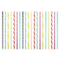 20pcs drinking straws reusable smoothie straws stripe party drinking straws