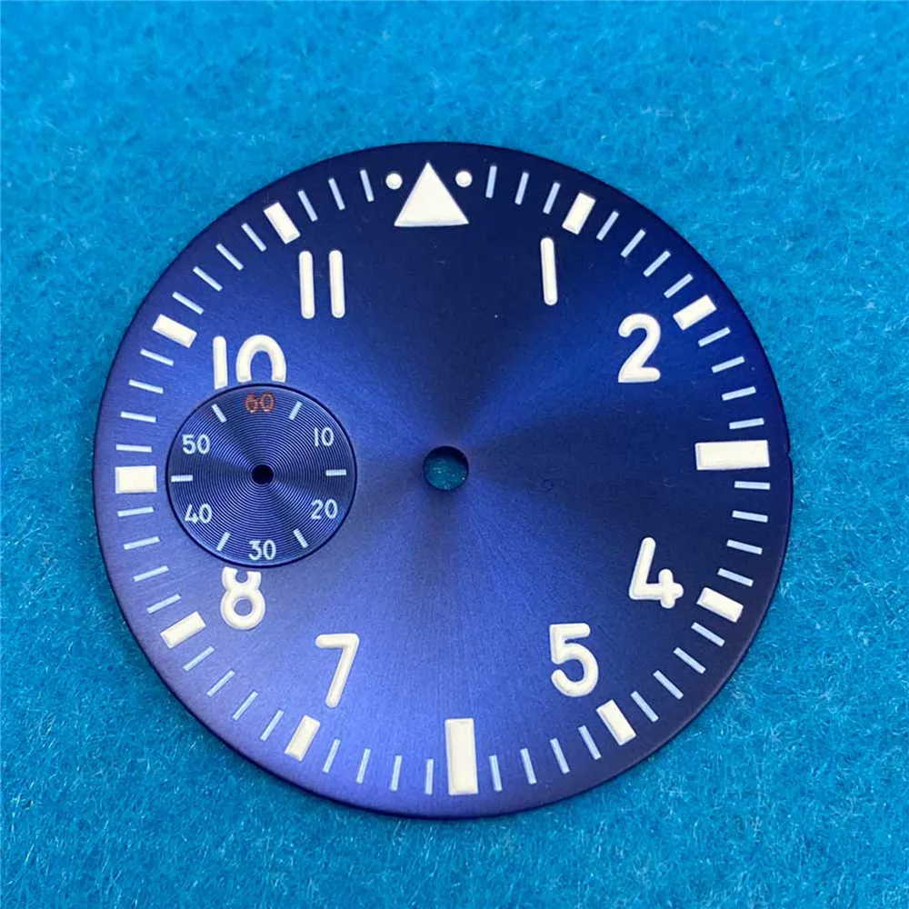 

Циферблат часов 38,8 мм для ETA6497, ST3620, сине-зеленый светящийся циферблат часов, запасная часть, большой пилот для 6498