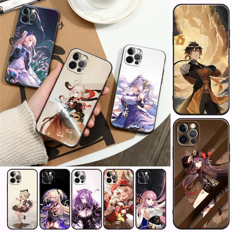 

Hot Game Genshin impact Anime Cartoon Phone Case for Apple iPhone 13 Pro 12 11 8 7 SE XR XS Max 5 5s 6 6s Pro Plus Case Funda