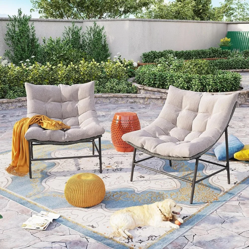 для уличных стульев Papasan с подушкой и каркасом набор из 2 мягкой подкладкой