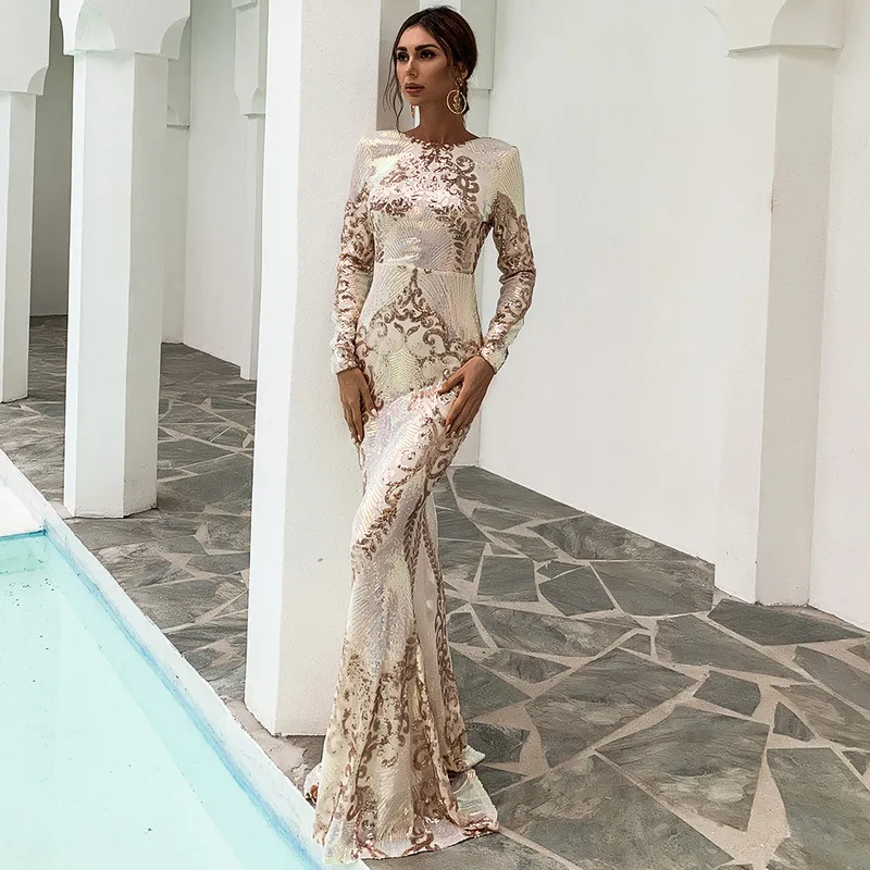 Luxury Party Elegant Dresses for Women 2022 Evening Prom Formal Long Clothes Sexy Sequin Cocktail Ceremony Birthday Maxi Outfits