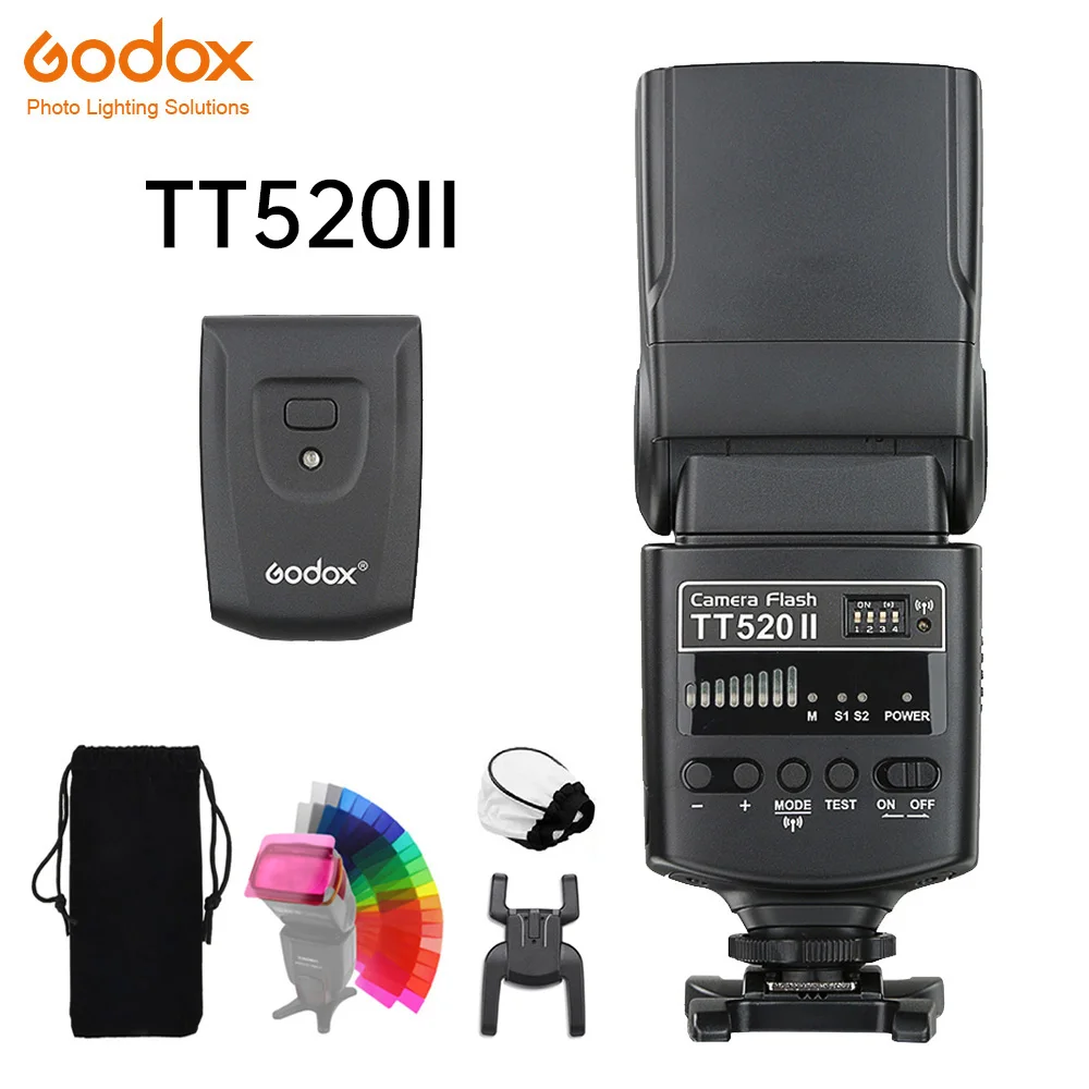 

Вспышка для камеры Godox TT520II со встроенным беспроводным сигналом 433 МГц для цифровых зеркальных камер Canon Nikon Pentax Sony Fuji Olympus