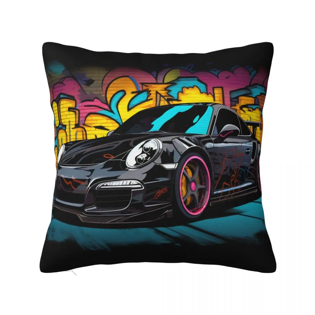

Classic Sports Car Pillow Case Graffiti Cartoon Hugging Zipper Pillowcase Summer Colored Polyester Cover