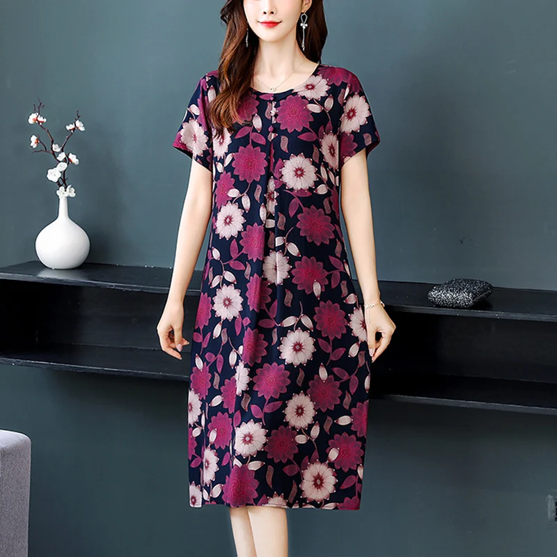 

Short Sleeve Women Dress Summer Boho Beach Loose Casual Long Dresses Plus Size