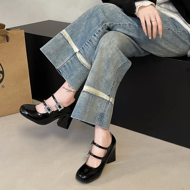 Новинка 2025 брендовая женская обувь на высоком каблуке с пряжкой и ремешком