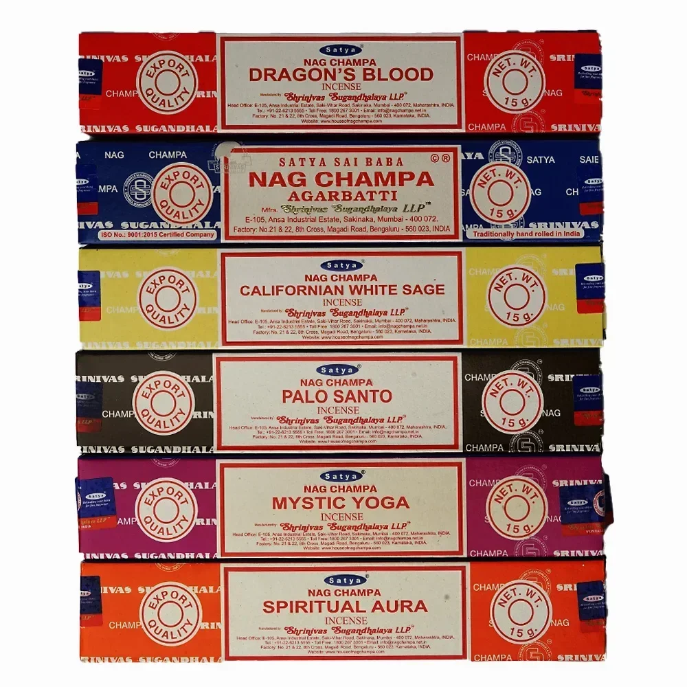 Индийская коллекция благовоний Nag Champa палочки ручной работы Satya с шестью