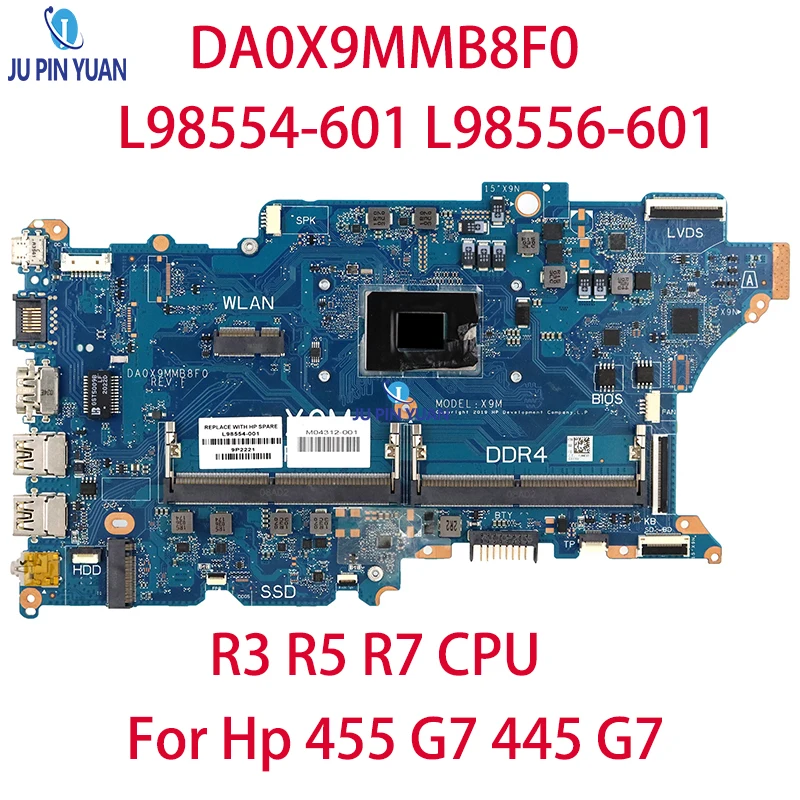 

For Hp 455 G7 445 G7 Motherboard L98554-601 L98556-601 DA0X9MMB8F0 R3 R5 R7 Cpu On-Board Working Good